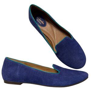 Clarks Artisan Blue Textured Suede Flats